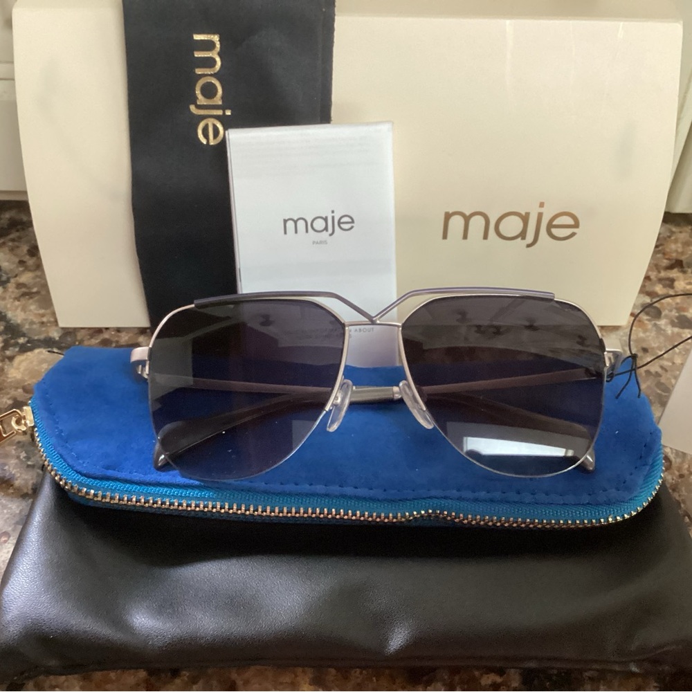 French Designer Maje MJ7001 DORE/BORDEAUX 54/15/135 Women's Sunglasses NWT $225
